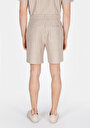 thumb-Regular Fit Orta Bel Çizgili Erkek Bej Şort
