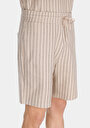 thumb-Regular Fit Orta Bel Çizgili Erkek Bej Şort