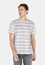 thumb-Regular Fit Yuvarlak Yaka Pamuklu Çizgili Erkek Gri Kısa Kol Tişört
