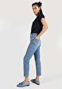 thumb-Slim Fit Orta Bel Daralan Paça Kadın Denim Jean Pantolon