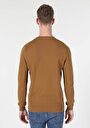 thumb-Regular Fit Yuvarlak Yaka Jakarlı Erkek Kahverengi Kazak
