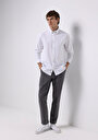 thumb-Regular Fit Orta Bel Düz Paça Cepli Erkek Gri Pantolon