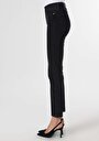 thumb-Slim Fit Orta Bel Düz Paça Kadın Siyah Fermuarlı Jean Pantolon