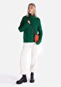 thumb-Regular Fit Turtle Neck Düz Kadın Yeşil Kazak
