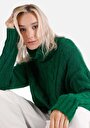 thumb-Regular Fit Turtle Neck Düz Kadın Yeşil Kazak