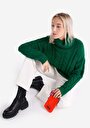 thumb-Regular Fit Turtle Neck Düz Kadın Yeşil Kazak