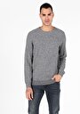 thumb-Regular Fit Yuvarlak Yaka Erkek Gri Triko Kazak
