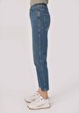 thumb-Mom Fit Yüksek Bel Daralan Paça Kadın İndigo Jean Pantolon