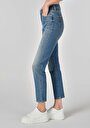 thumb-Slim Fit Orta Bel Düz Paça Kadın İndigo Jean Pantolon