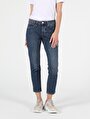 thumb-892 Alına Slim Boyfriend Fit Orta Bel Daralan Paça Kadın Koyu Mavi Jean Pantolon Cl1051970
