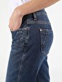 thumb-892 Alına Slim Boyfriend Fit Orta Bel Daralan Paça Kadın Koyu Mavi Jean Pantolon Cl1051970