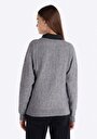 thumb-Regular Fit Kayık Yaka Düz Kadın Gri Kazak