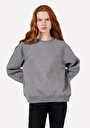 thumb-Regular Fit Yuvarlak Yaka Baskılı Kadın Gri Sweatshirt