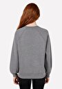 thumb-Regular Fit Yuvarlak Yaka Baskılı Kadın Gri Sweatshirt