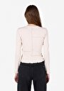 thumb-Slim Fit Yuvarlak Yaka Düz Kadın Ekru Uzun Kol Tişört