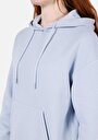thumb-Regular Fit Kapüşonlu Baskılı Kadın Mavi Sweatshirt