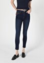 thumb-Super Slim Fit Orta Bel Dar Paça Kadın İndigo Jean Pantolon