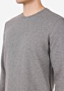 thumb-Regular Fit Yuvarlak Yaka Çizgili Erkek Gri Uzun Kol Tişört
