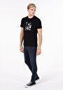 thumb-Regular Fit Yuvarlak Yaka Baskılı Erkek Siyah Kısa Kol Tişört