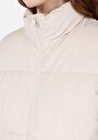 thumb-Regular Fit Dik Yaka Fermuarlı Astarlı  Kadın Ekru Yelek