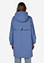 thumb-Regular Fit Kapüşonlu Çıtçıtlı Astarlı Kaplamalı Kadın Mavi Mont Pu