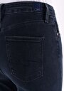 thumb-Skinny Fit Yüksel Bel Dar Paça Cepli Kadın Koyu İndigo Jean Pantolon