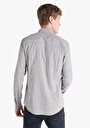 thumb-Slim Fit Shirt Neck Kareli Erkek Gri Uzun Kol Gömlek