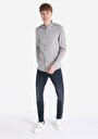 thumb-Slim Fit Shirt Neck Kareli Erkek Gri Uzun Kol Gömlek