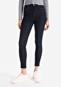 thumb-Skinny Fit Yüksek Bel Dar Paça Kadın İndigo Jean Pantolon