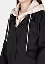 thumb-Regular Fit Kapüşonlu Fermuarlı Astarlı Suya Dayanıklı Kadın Siyah Mont