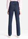 thumb-Regular Fit Orta Bel Slim Straight Leg Kadın Koyu İndigo Jean Pantolon