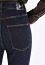 thumb-Slim Fit Yüksek Bel Ispanyol Paça Kadın İndigo Jean Pantolon