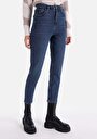 thumb-Slim Fit Orta Bel Daralan Paça Kadın İndigo Jean Pantolon