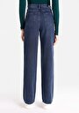 thumb-Regular Fit Yüksek Bel Geniş Paça Kadın Denim Jean Pantolon