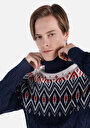 thumb-Regular Fit Turtle Neck Jakarlı Erkek Lacivert Kazak