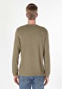 thumb-Regular Fit Yuvarlak Yaka Düz Erkek Yeşil Uzun Kol Tişört