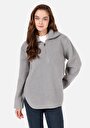 thumb-Regular Fit Örme Fermuarlı Kadın Gri Sweatshirt