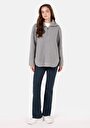 thumb-Regular Fit Örme Fermuarlı Kadın Gri Sweatshirt