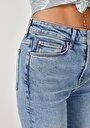 thumb-Regular Fit Yüksek Bel Kısa Ispanyol Paça Kadın İndigo Jean Pantolon