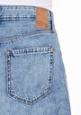 thumb-Cepli Mom Fit Yüksek Bel Kadın Light İndigo Denim Jean Şort