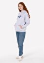 thumb-Comfort Fit Kapüşonlu Baskılı Kadın Gri Sweatshirt