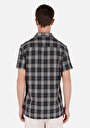 thumb-Regular Fit Shirt Neck Ekoseli Erkek Siyah Kısa Kol Gömlek