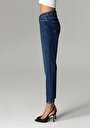 thumb-Mom Fit Yüksel Bel Daralan Paça Kadın İndigo Jean Pantolon