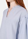 thumb-Regular Fit Yuvarlak Yaka Düz Kadın Mavi Uzun Kol Gömlek