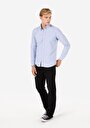 thumb-Slim Fit Shirt Neck  Erkek Mavi Uzun Kol Gömlek