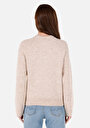 thumb-Regular Fit Yuvarlak Yaka Kadın Bej Triko Kazak