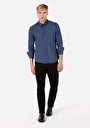 thumb-Slim Fit Shirt Neck  Erkek Lacivert Uzun Kol Gömlek