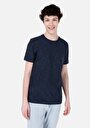 thumb-Regular Fit Yuvarlak Yaka Çizgili Erkek Lacivert Kısa Kol Cepsiz Tişört