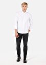thumb-Slim Fit Shirt Neck  Erkek Beyaz Uzun Kol Gömlek