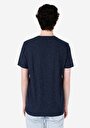 thumb-Regular Fit Yuvarlak Yaka Çizgili Erkek Lacivert Kısa Kol Cepsiz Tişört
